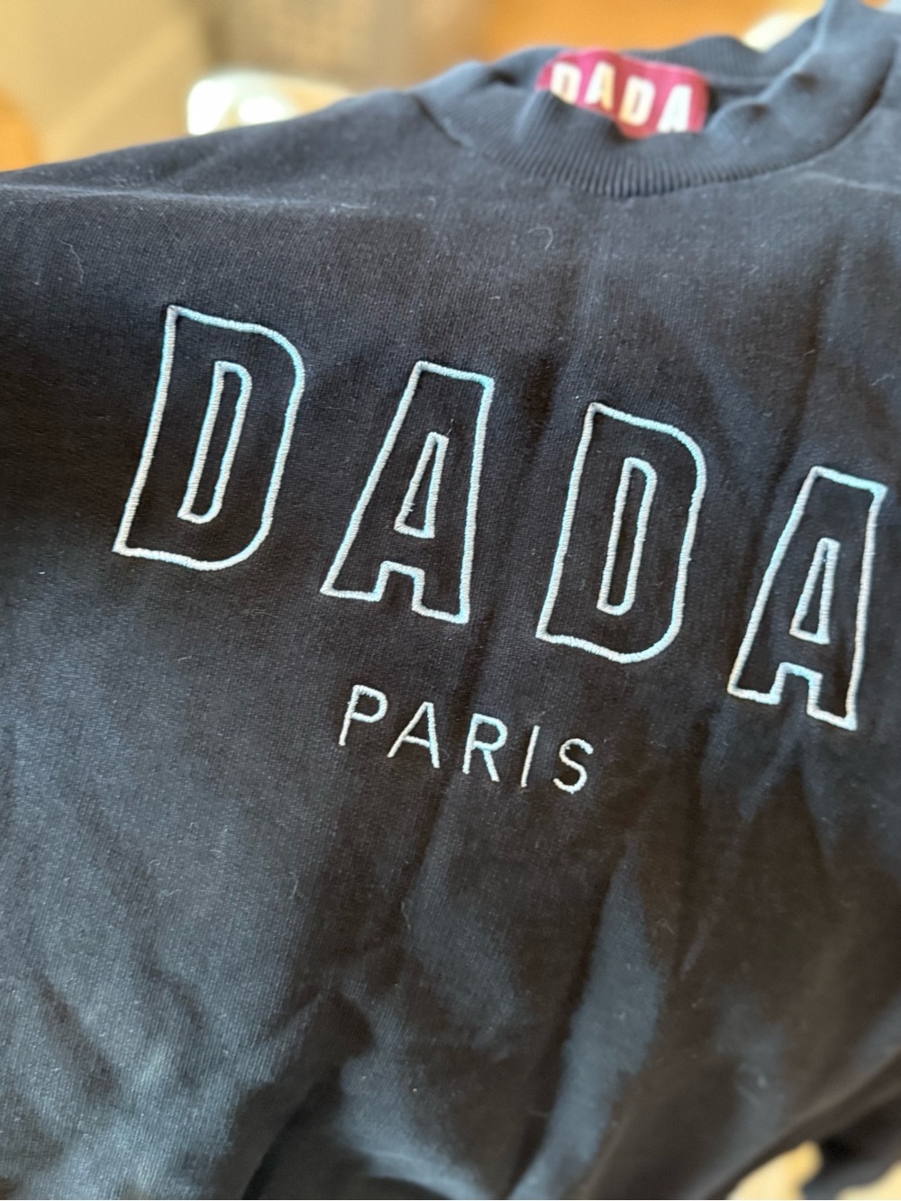 DADA Paris Black Crewneck Sweatshirt with Outline Logo. Size large